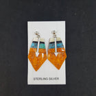 Southwest The White Arrow Kingman Turquoise Mother of Pearl Black Onyx Spiny Oyster diamond shape shell sterling silver post earrings