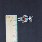 Native lady Inlay Mother of Pearl Turquoise Black Onyx Coral sterling silver pin - Vintage