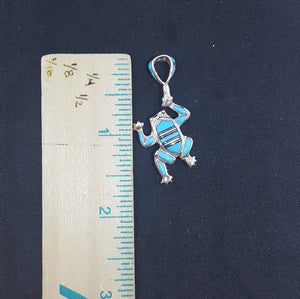 Set The Frog Turquoise Mother of Pearl sterling silver dangle earrings and pendant