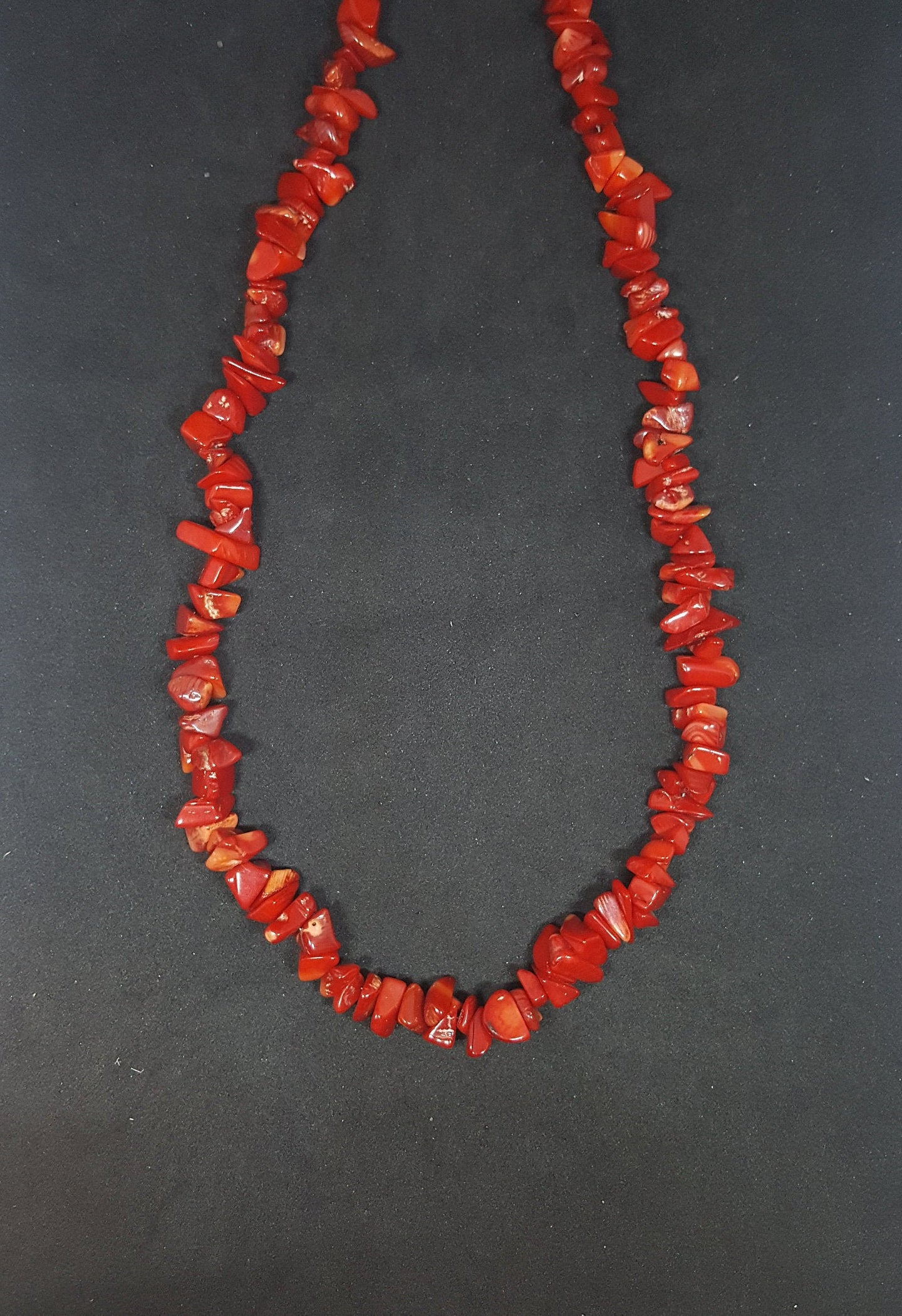 17 inches Coral sterling silver beaded necklace