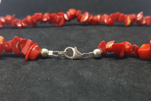 17 inches Coral sterling silver beaded necklace