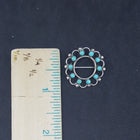Simple Cluster Turquoise wavy pattern round shape sterling silver pin - Vintage