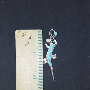 Set The Lizard Turquoise sterling silver dangle earrings and pendant