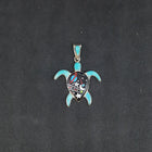 The Galaxy on a Turtle Shell inlay Multi-stones sterling silver pendant necklace