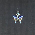 The Native Butterfly inlay Multi-stones sterling silver pendant necklace