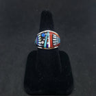 Size 11 1/4 - The Galaxy Zuni Sunfaces with Native hat dress inlay Multi-stones sterling silver ring