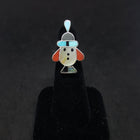 Size 6 1/4 - Little Native Boy inlay Multi-stones sterling silver ring - Vintage