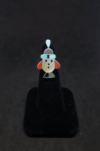 Size 6 1/4 - Little Native Boy inlay Multi-stones sterling silver ring - Vintage