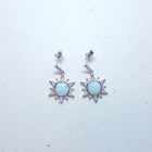 Blue Star 8 mm Larimar with CZ sterling silver post earrings