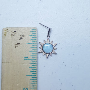 Blue Star 8 mm Larimar with CZ sterling silver post earrings