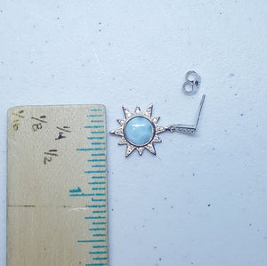 Blue Star 8 mm Larimar with CZ sterling silver post earrings