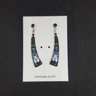 Corn lady Native costume inlay Black Onyx Mother of Pearl Turquoise Blue Fire Opal Spiny Oyster Lapis sterling silver post earrings