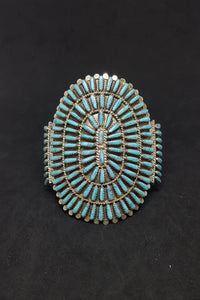 WHOLESALE* VINTAGE Navajo Lavell/Eugenia ByJoe Large Wonderful Cluster with dots Turquoise sterling silver cuff bracelet