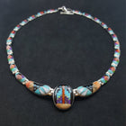 18 inches Southwest Heaven way inlay Multi-stones sterling silver beaded necklace