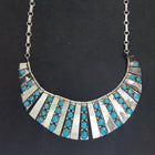 18 inches Southwest Crescent Shape lined dots Turquoise sterling silver charm necklace