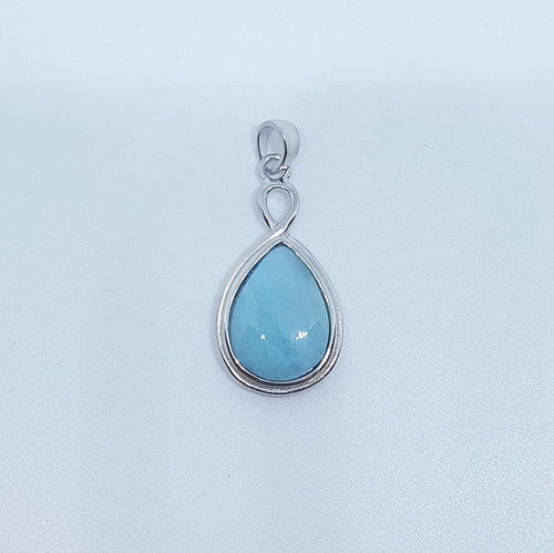 Blue Larimar teardrop shape sterling silver pedant