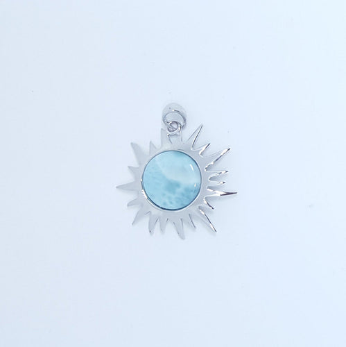 Blue Sun Larimar sterling silver pendant