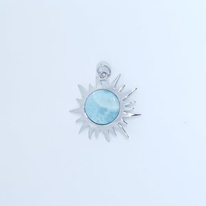 Blue Sun Larimar sterling silver pendant
