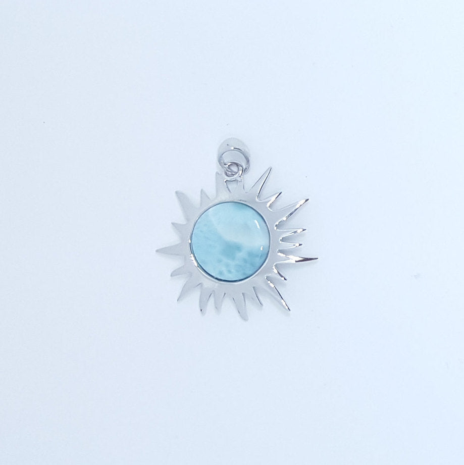 Blue Sun Larimar sterling silver pendant