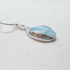 Blue Larimar ancient pattern oval shape sterling silver dangle earrings