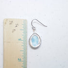 Blue Larimar ancient pattern oval shape sterling silver dangle earrings