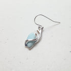 Blue Larimar ellipse shape Deer Antler sterling silver dangle earrings
