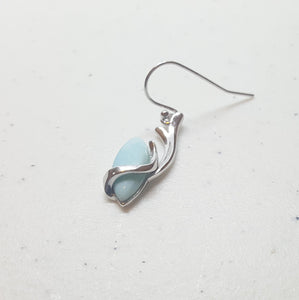 Blue Larimar ellipse shape Deer Antler sterling silver dangle earrings