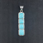 The 4 Stones Turquoise sterling silver long thin pendant necklace