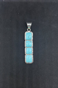 The 4 Stones Turquoise sterling silver long thin pendant necklace