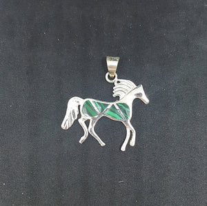 Little Horse Malachite sterling silver pendant necklace