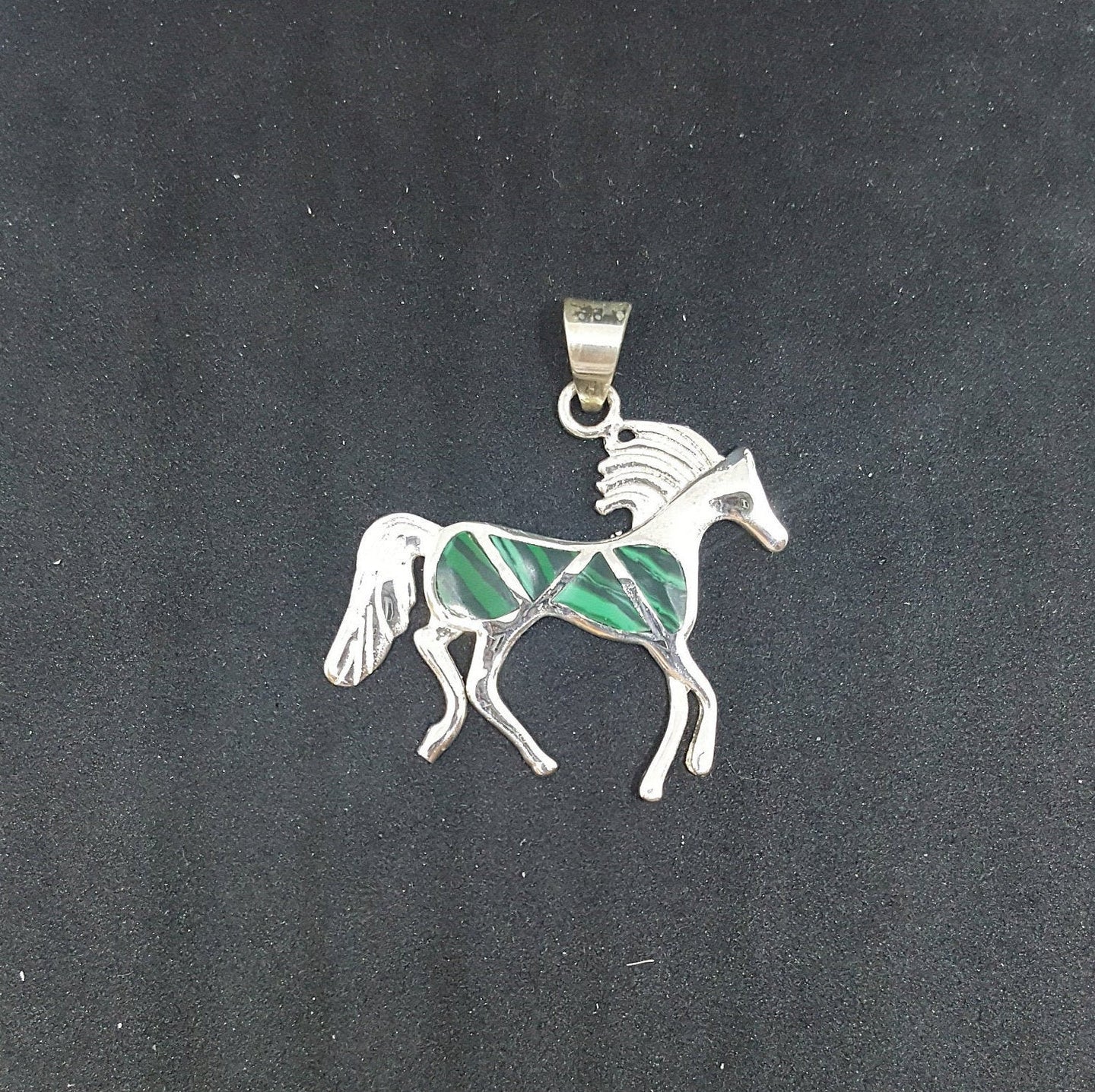 Little Horse Malachite sterling silver pendant necklace