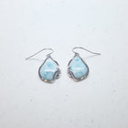 Blue Larimar Wavy pattern teardrop shape sterling silver dangle earrings