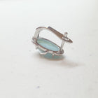 Oval Blue Larimar with CZ sterling silver hoop earrings
