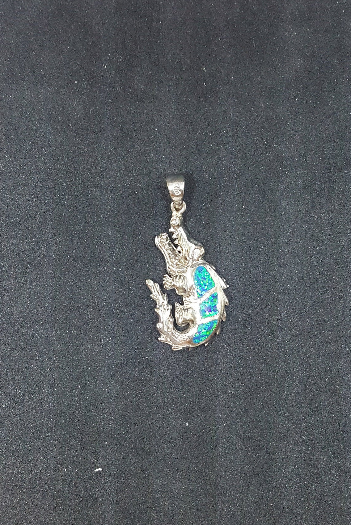 Little Crocodile Opal sterling silver pendant necklace