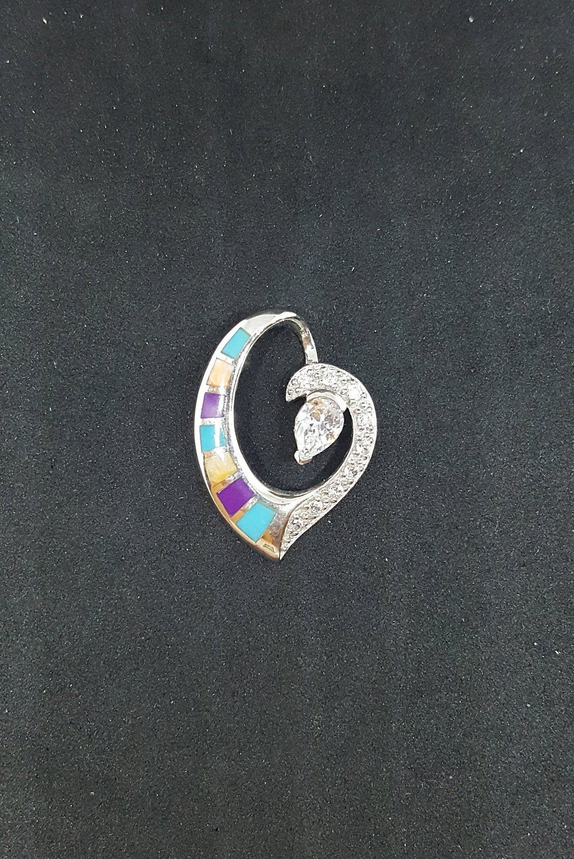 Little Heart Multi-stones sterling silver pendant necklace