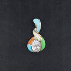 Twisted stones multi-stones sterling silver pendant necklace