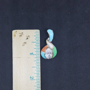 Twisted stones multi-stones sterling silver pendant necklace