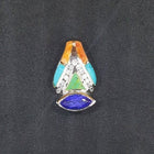Inlay Multi-stones V-neck sterling silver pendant necklace