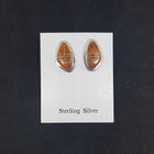 Lines Spiny Oyster sterling silver post earrings - Vintage