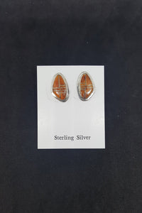 Lines Spiny Oyster sterling silver post earrings - Vintage