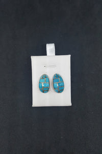 Bending Shell Turquoise sterling silver post earrings - Vintage