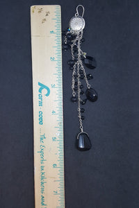 Dream Catcher Black Onyx sterling silver dangle earrings