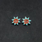 Vintage Southwest Little Star inlay Turquoise Coral sterling silver post earrings