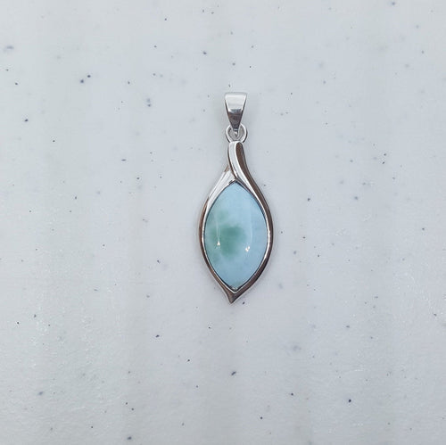 Blue Eye Ellipse Larimar sterling silver pendant