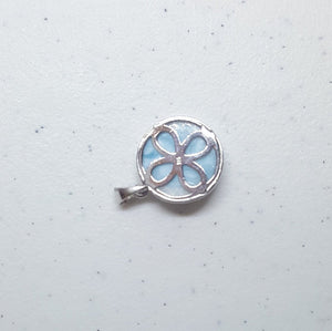 Baby Turtle clover leaf Blue Larimar sterling silver pendant