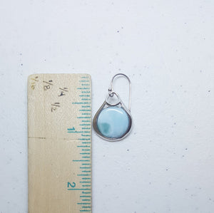 Simple Round Blue Larimar sterling silver dangle earrings