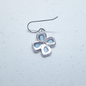 Clover Leaf Blue Larimar sterling silver dangle earrings