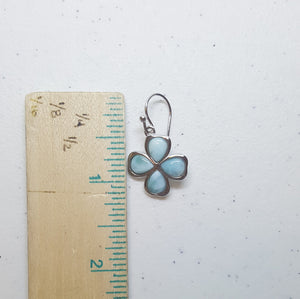 Clover Leaf Blue Larimar sterling silver dangle earrings