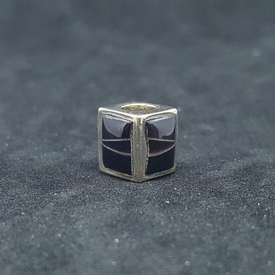 Small Black Onyx sterling silver Rectangular Prism Pandora bracelet beads - 3 styles