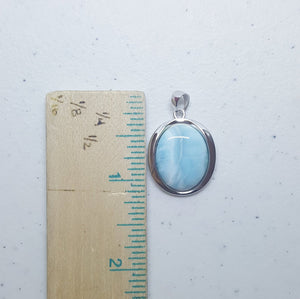 Simple Oval Blue Larimar sterling silver pendant necklace